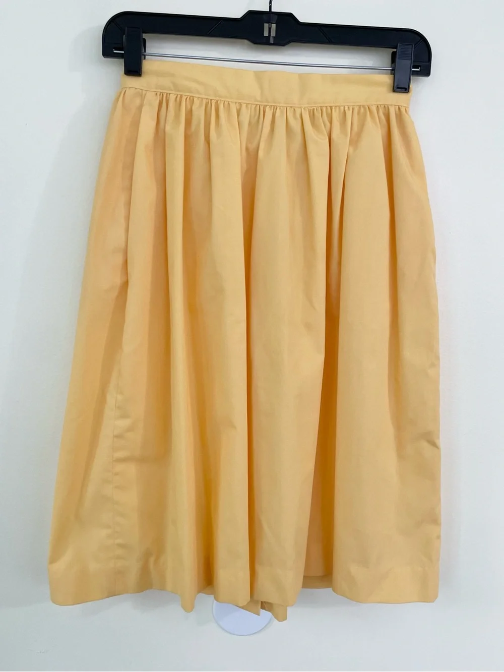 Vintage J Crew Outfitters Pastel Yellow Swing Midi Skirt Sz 4 Front Buttons